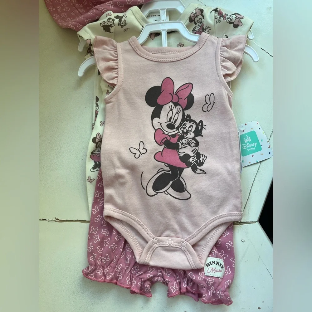 Disney Minnie Mouse 5 Piece Shorts,Pants, Onesie, hat set